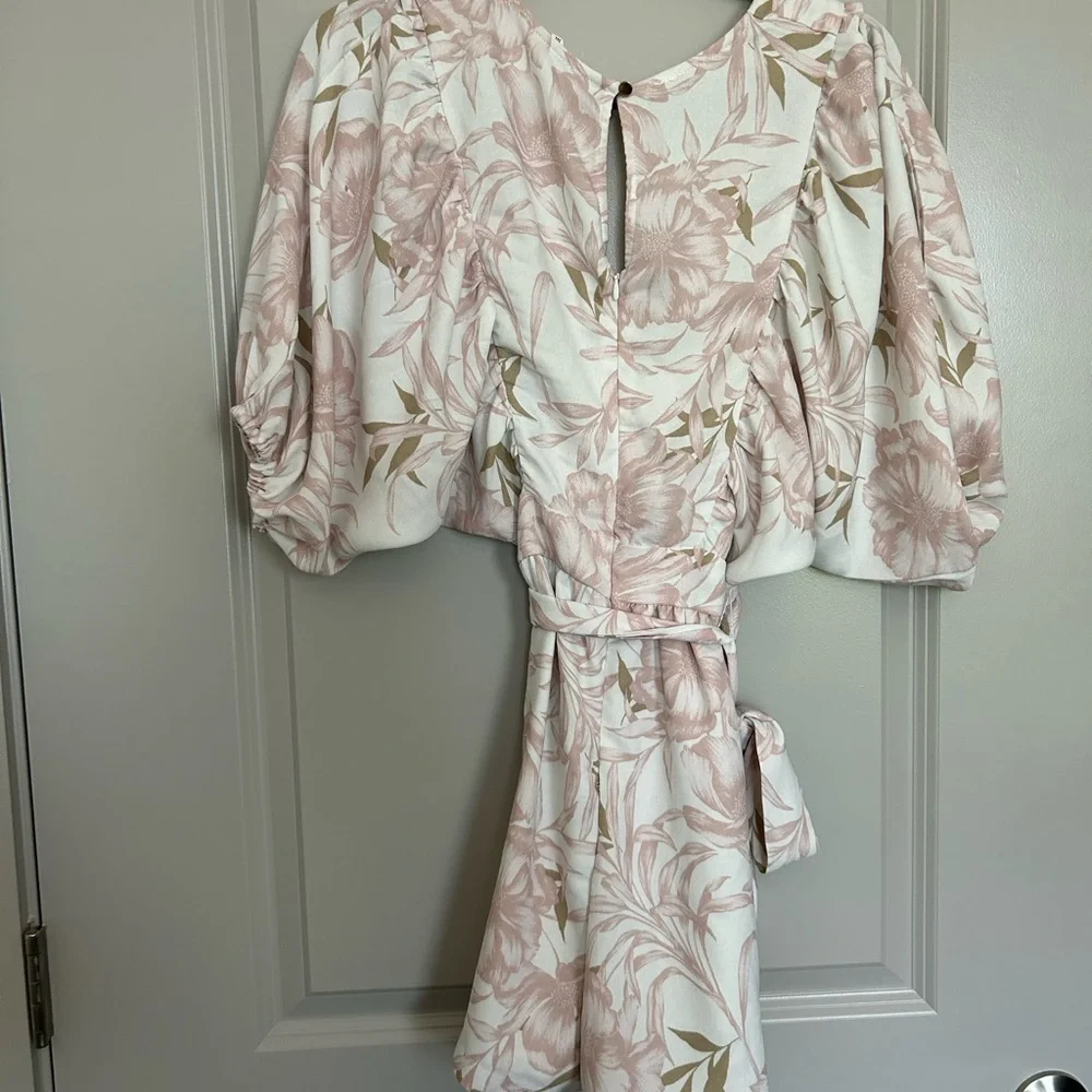 Floral Puff Sleeve Dress with Tie Waist